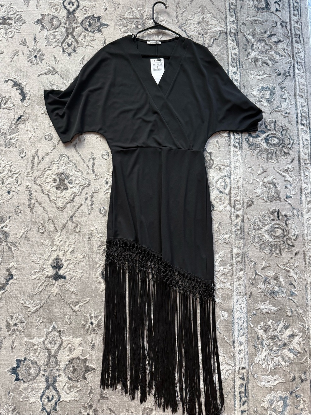 Zara Black Fringe Dress